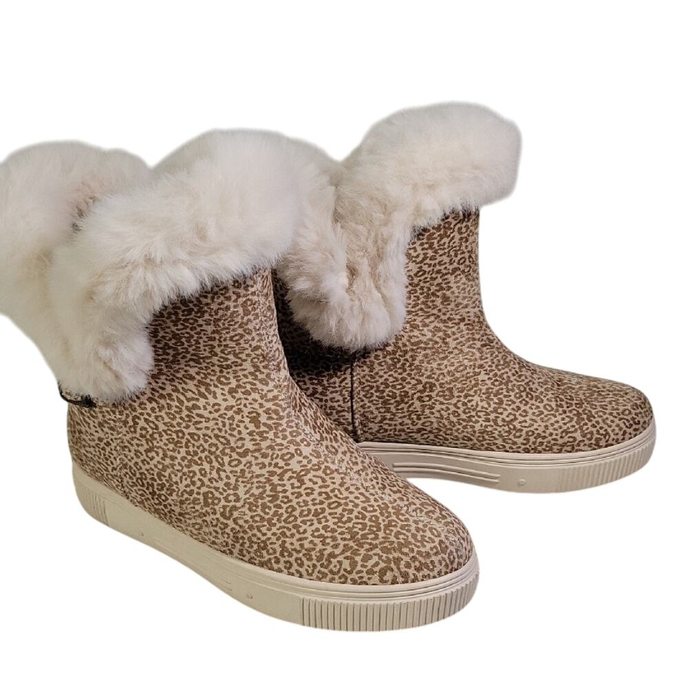 Journee Collection Leopard Print Faux Fur-Lined Boots Womens Size 8